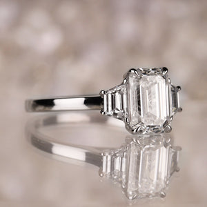 Emerald Cut Three Stone Engagement Ring 2.37ct