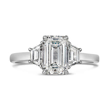 Load image into Gallery viewer, Emerald Cut Three Stone Engagement Ring 2.37ct