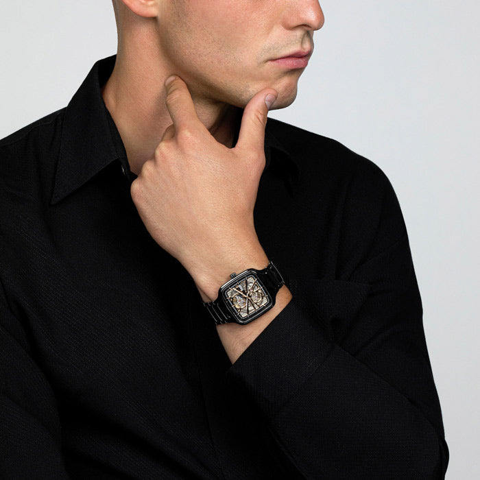 True Square Automatic Open Heart Watch - R27086162 - 38mm