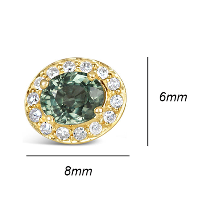 Rocks Green Sapphire & Diamond Stud Earrings