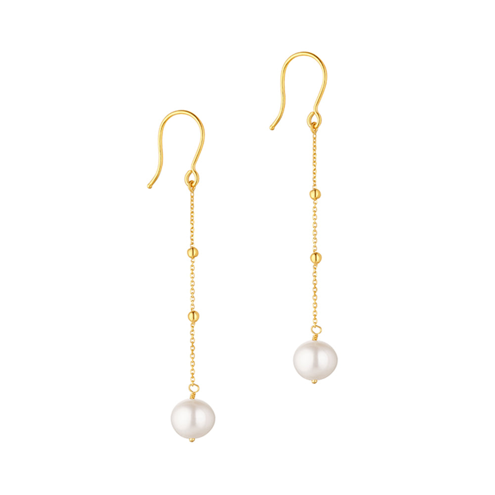Pearl & Ball Chain Drop Earrings