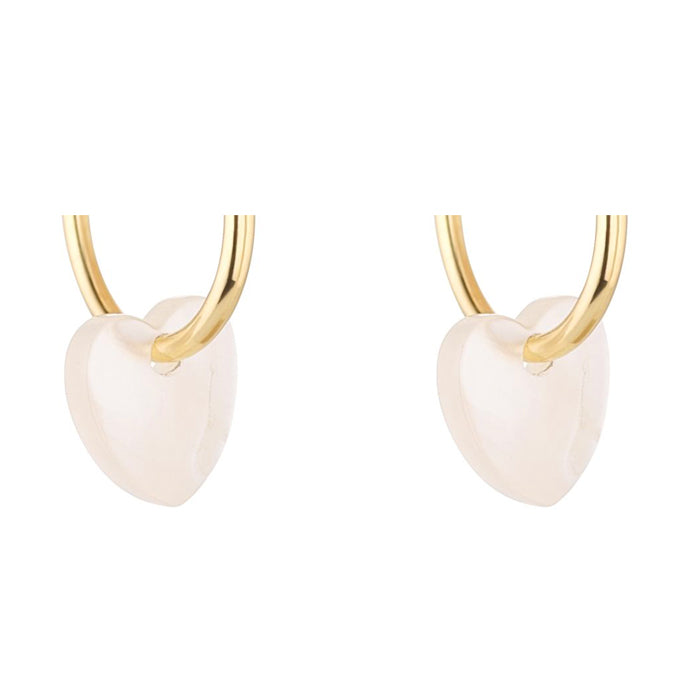 Hoop & Pearl Heart Charms Earrings