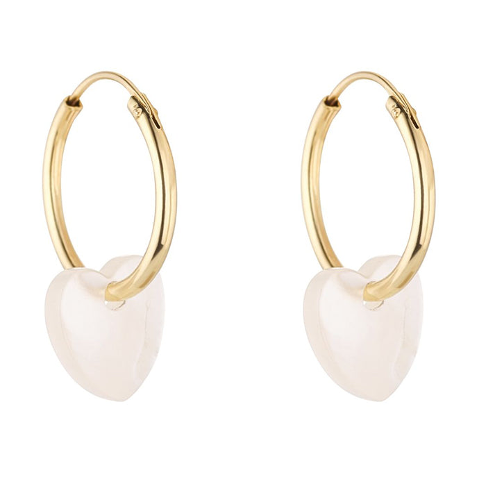 Hoop & Pearl Heart Charms Earrings