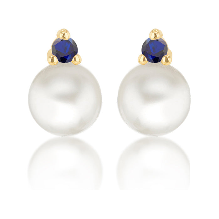 Pearl & Blue Stone Drop Earrings