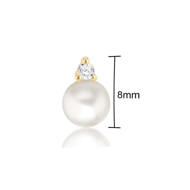 Pearl & White Stone Stud Earrings