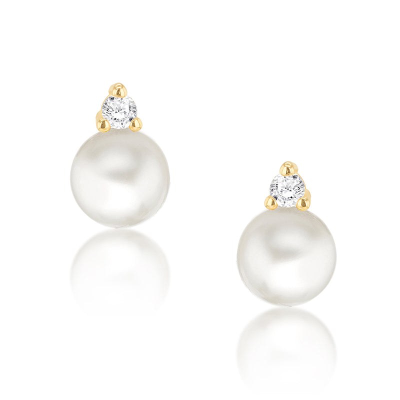 Pearl & White Stone Stud Earrings