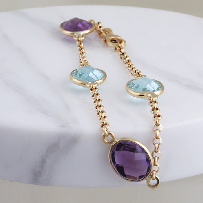 Blue Topaz & Amethyst Bracelet