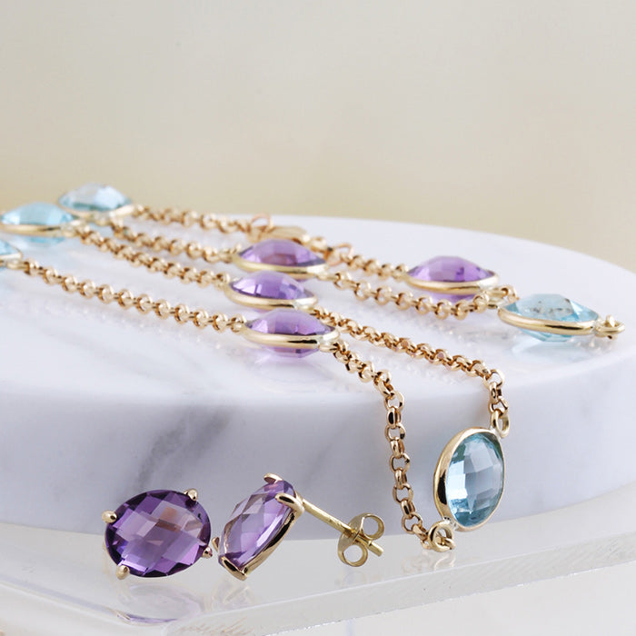 Blue Topaz & Amethyst Bracelet