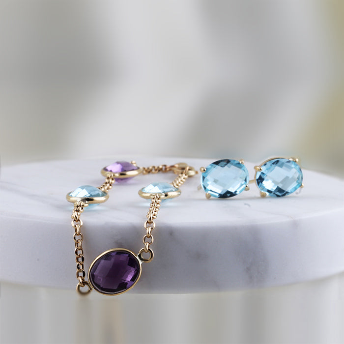 Blue Topaz & Amethyst Bracelet