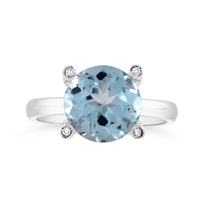 Blue Topaz & Diamond Ring