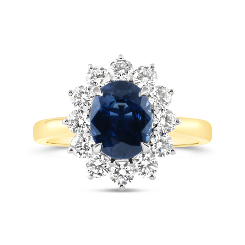Oval Sapphire & Diamond Cluster Ring - 1.32ct