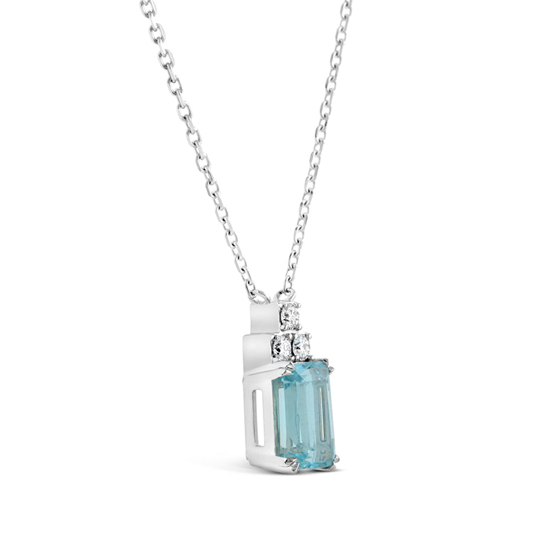 Aquamarine & Triple Diamond Necklace