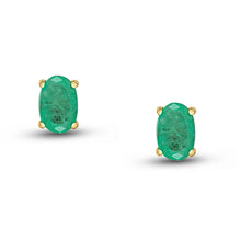 Load image into Gallery viewer, Rocks Oval Emerald Stud Earrings
