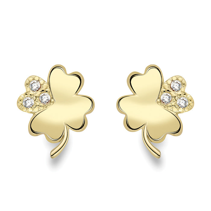 Cubic Zirconia Clover Stud Earrings