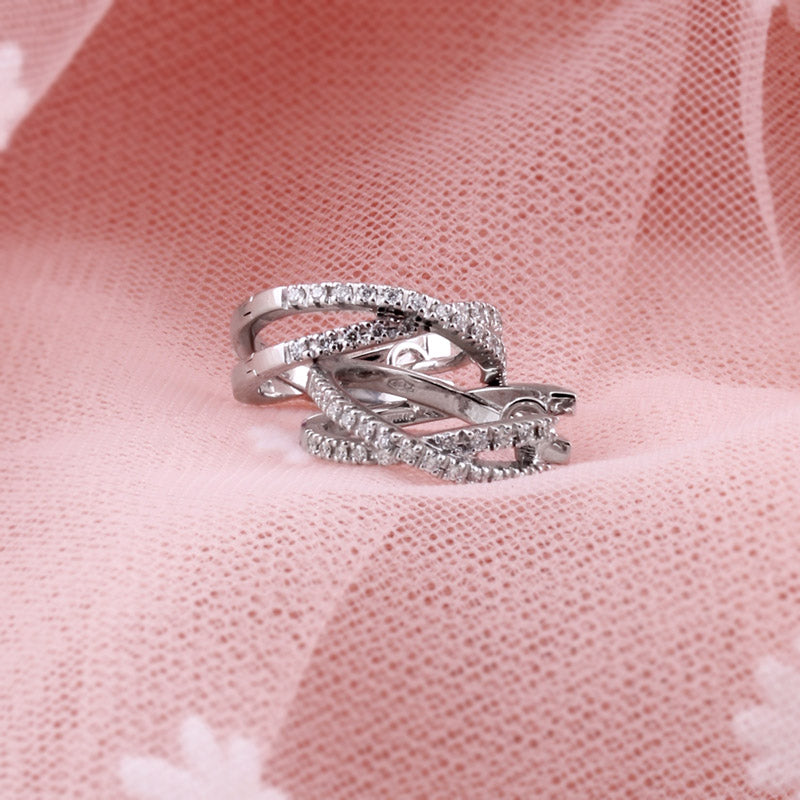 Rocks Diamond Cross-over Hoop Earrings 0.18ct