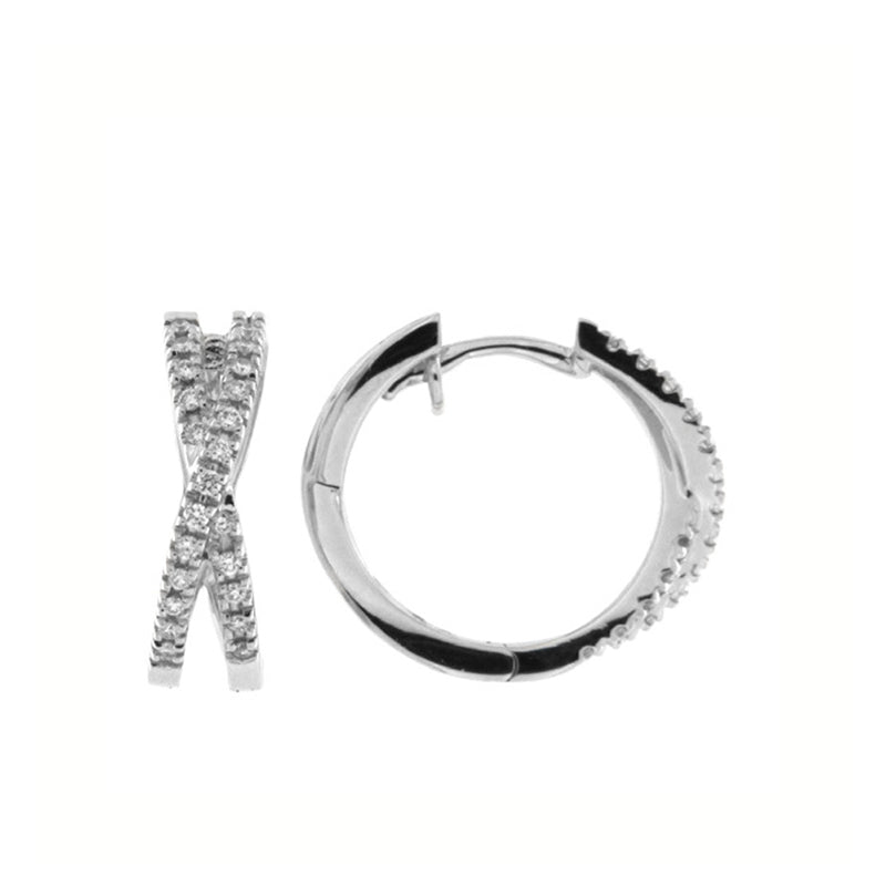 Rocks Diamond Cross-over Hoop Earrings 0.18ct