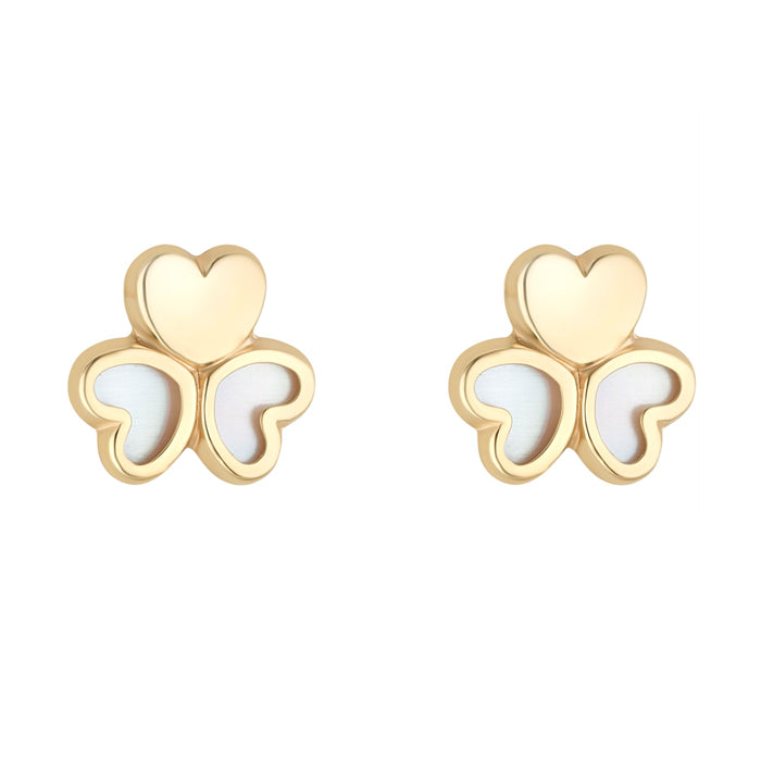 Pearl & Heart Shamrock Stud Earrings