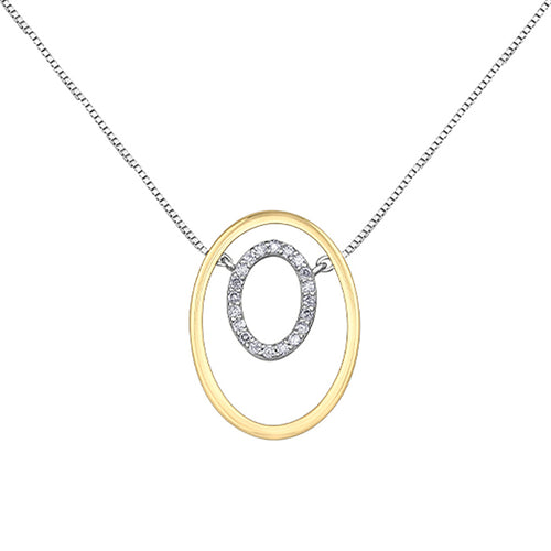Rocks Double Oval Two Tone Diamond Circle Necklace