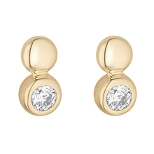 Load image into Gallery viewer, Double Ball &amp; White Stone Stud Earrings