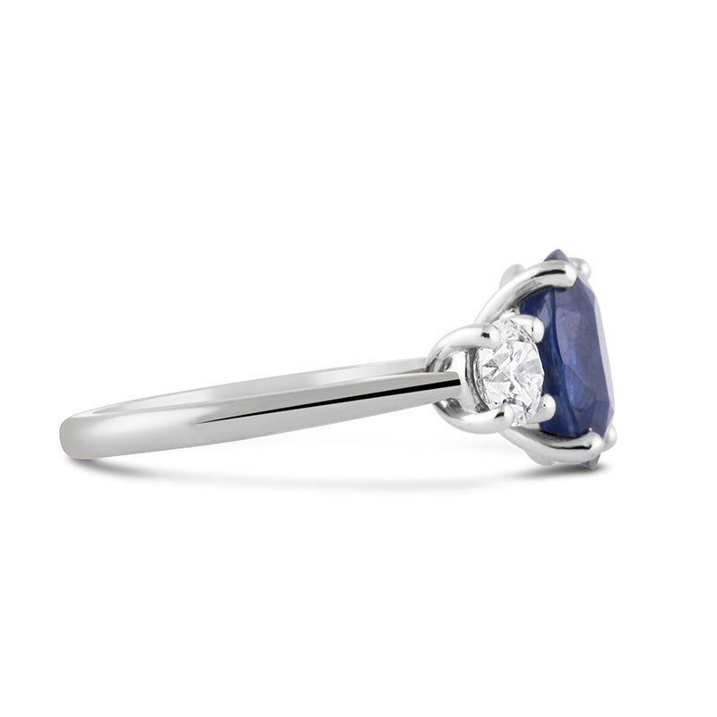 Oval Sapphire & Round Diamond Three Stone - 2.38ct