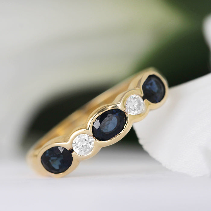 Sapphire & Diamond Five Stone Ring