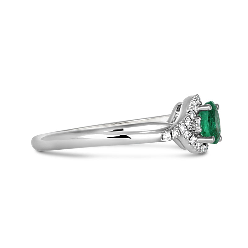 Rocks Emerald & Diamond Twist Ring