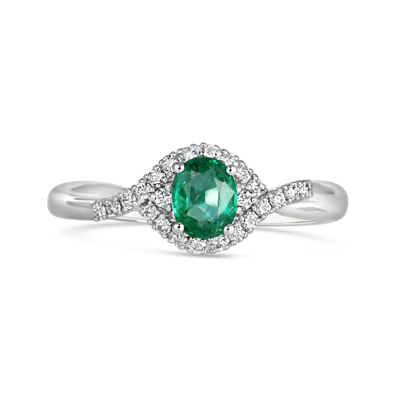 Rocks Emerald & Diamond Twist Ring