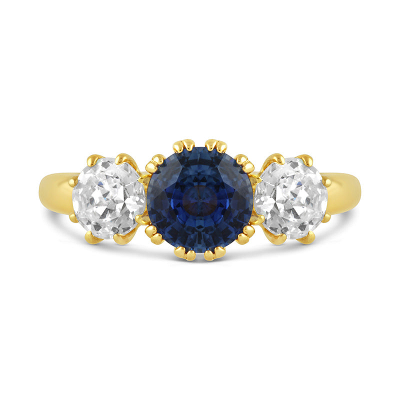 Sapphire & Diamond Three Stone Ring