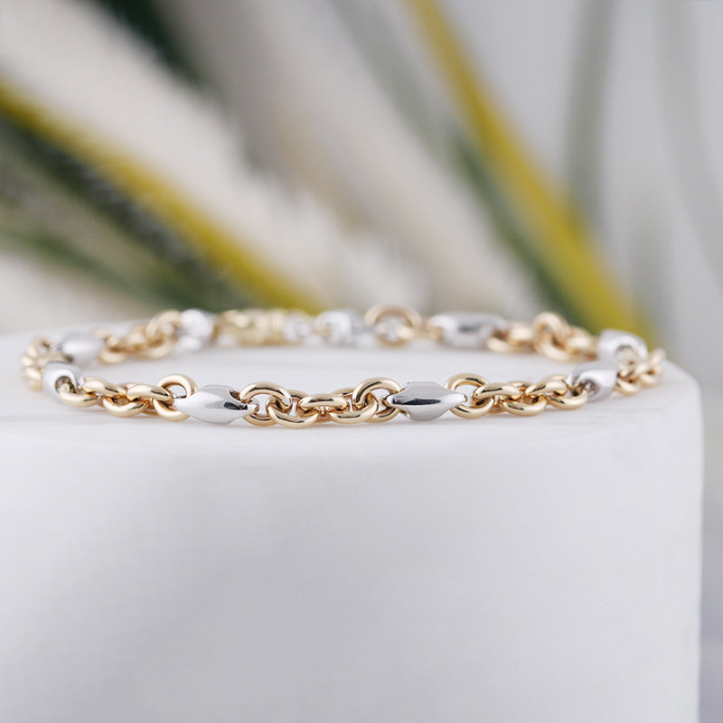 Two Tone Marine & Belcher Chain Bracelet