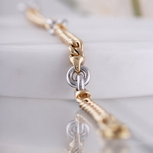 Two Tone Curb & Belcher Chain Bracelet