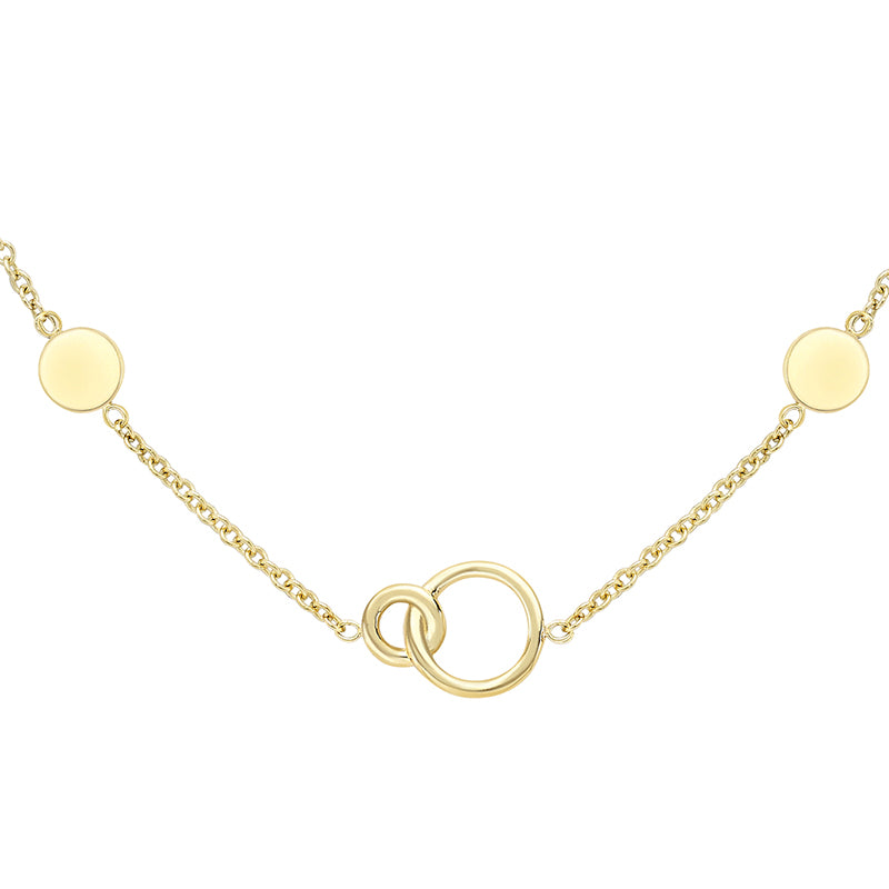 Interlocked Circles & Pebble Station Necklace