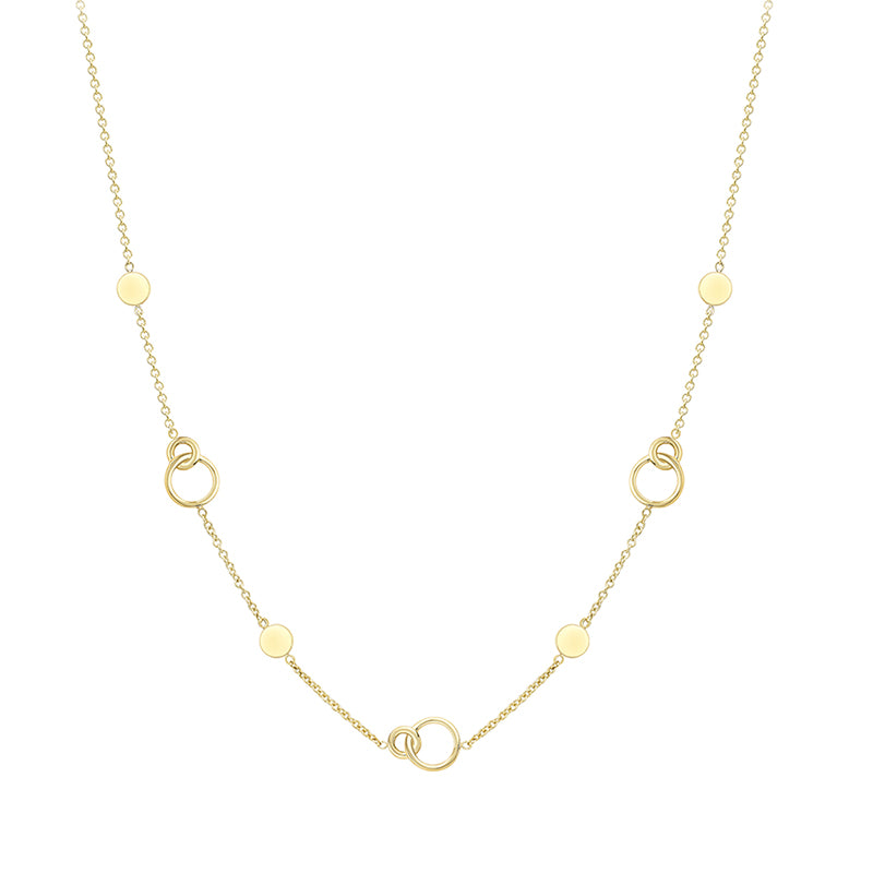 Interlocked Circles & Pebble Station Necklace
