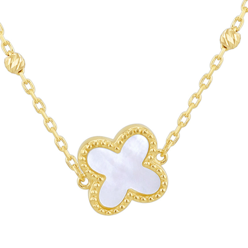 Pearl Quatrefoil & Ball Chain Necklace