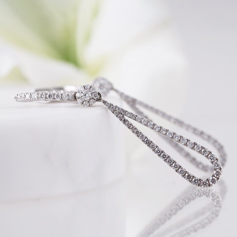 Diamond Teardrop & Hoop Earrings