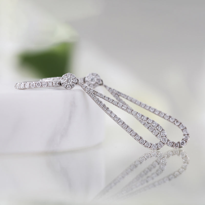 Diamond Teardrop & Hoop Earrings