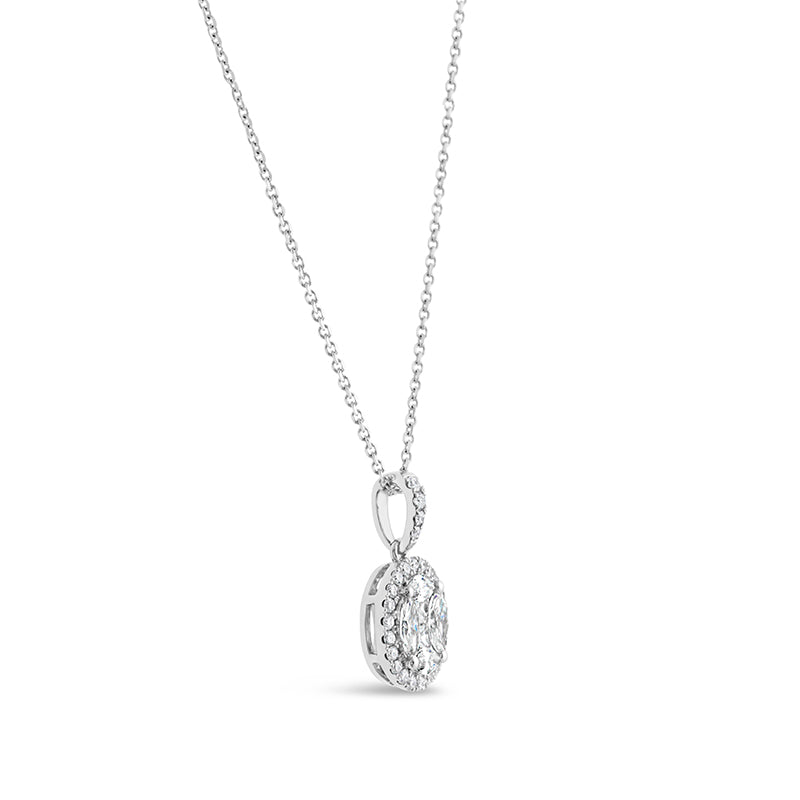 Princess, Marquise & Round Diamond Halo Pendant