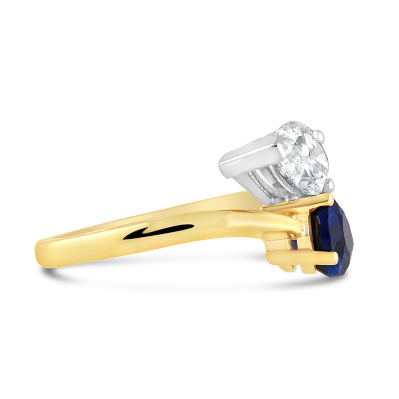 Pear Cut Sapphire & Diamond Wrap Around Ring