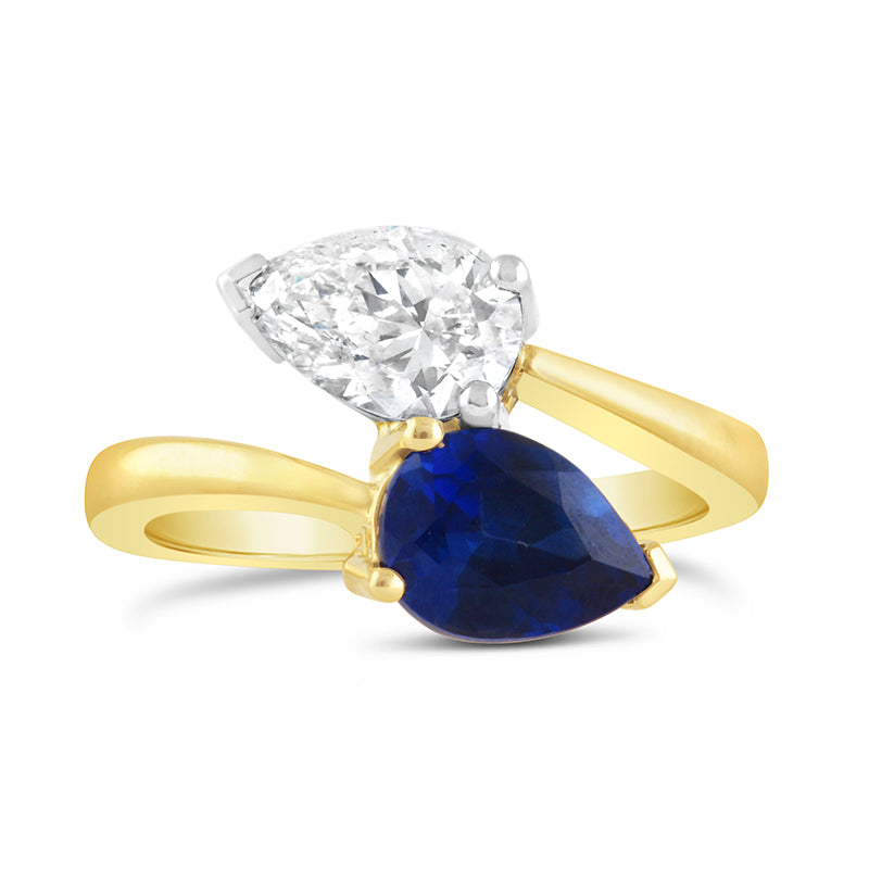 Pear Cut Sapphire & Diamond Wrap Around Ring