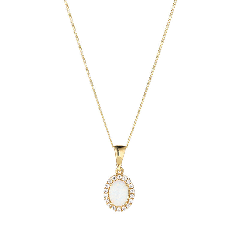 Opal & White Stone Halo Pendant