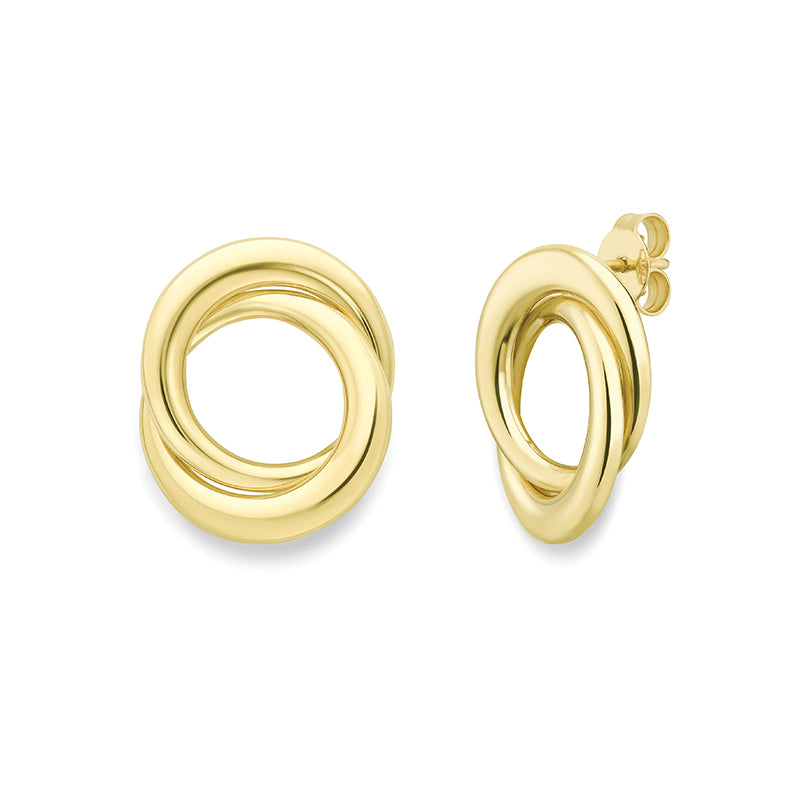 Double Round Interlocked Stud Earrings