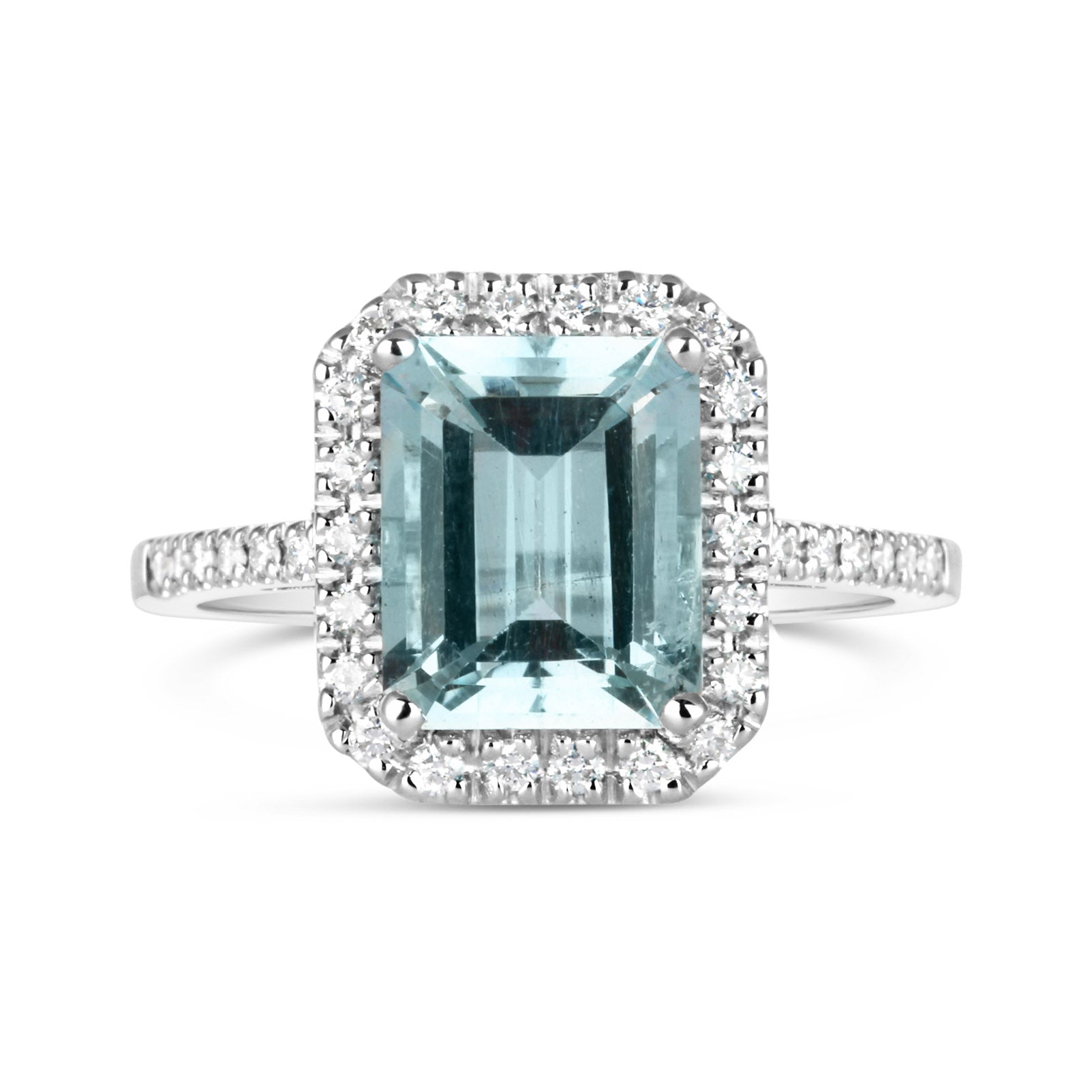 Beryl Aquamarine & Diamond Halo Ring 3.19ct