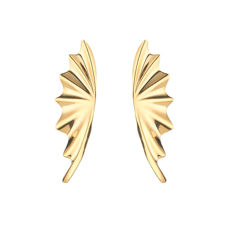 Fanned Leaf Stud Earrings