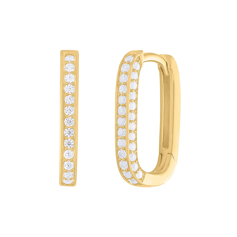 Oval Diamond Hoop Earrings