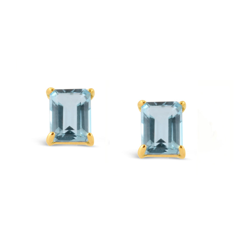 Emerald Cut Aquamarine Stud Earrings