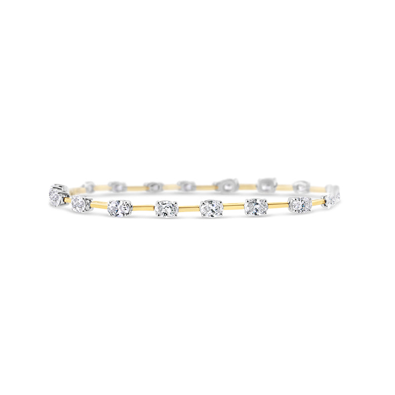 Oval Multi Station Diamond Bar Link Bracelet 5.10ct