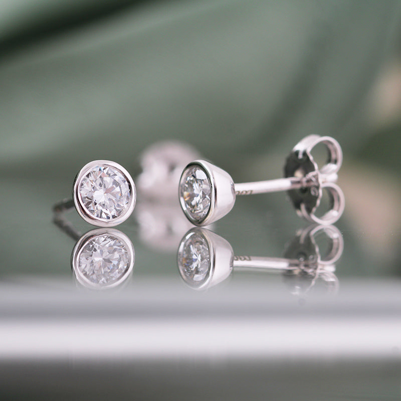 Diamond Solitaire Stud Earrings 6mm .50ct