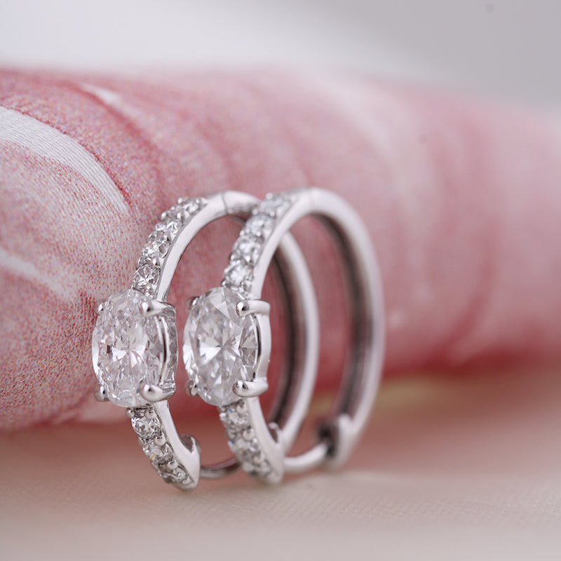 Oval Diamond & Pavé Hoop Earrings 0.60ct