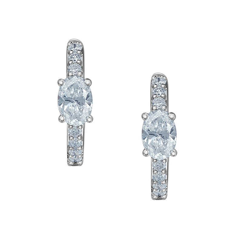 Oval Diamond & Pavé Hoop Earrings 0.60ct