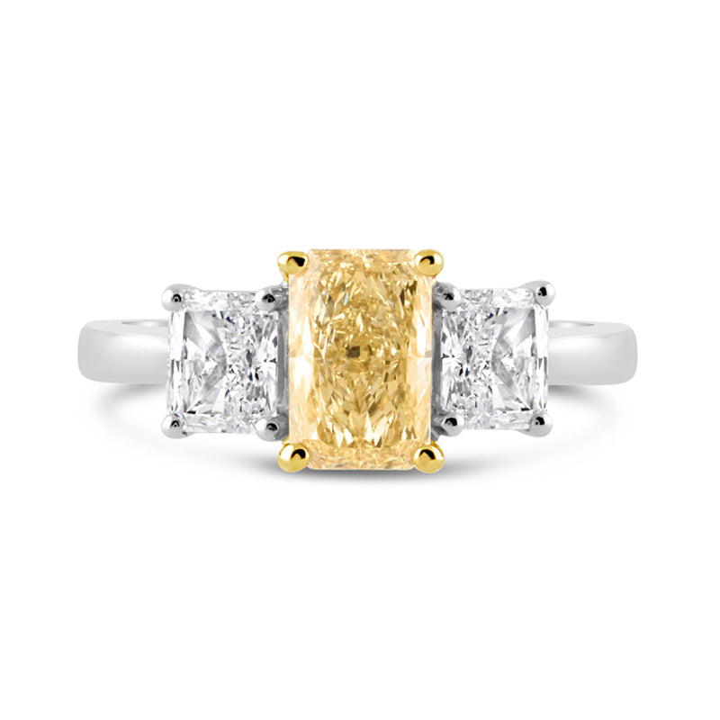 Fancy Intense Yellow Diamond Three Stone Ring