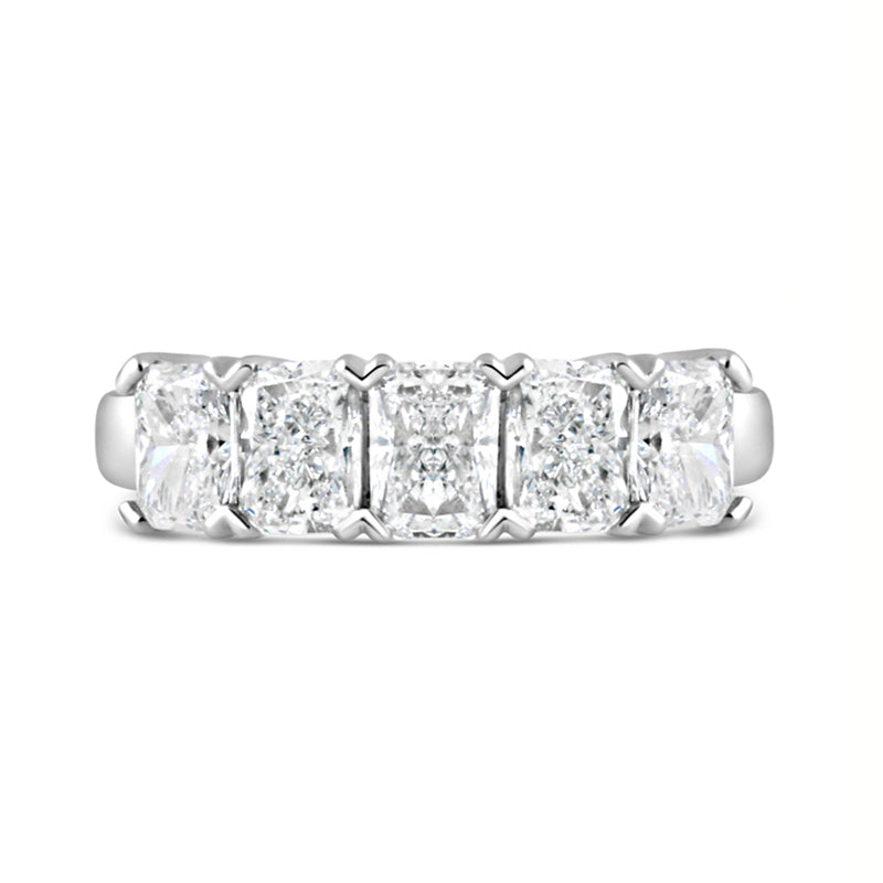 Platinum Five Stone Radiant Cut Eternity Ring 3.57ct